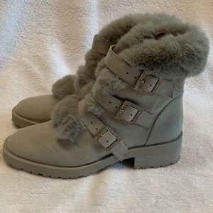 Nanette Lepore Faux Fur Faux Swede ankle boots